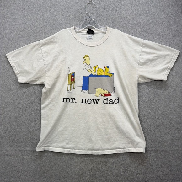 Black Jack Other - Vintage Jim Benton T Shirt Mens XL White Mr New Dad Funny Football Baby Dog TV